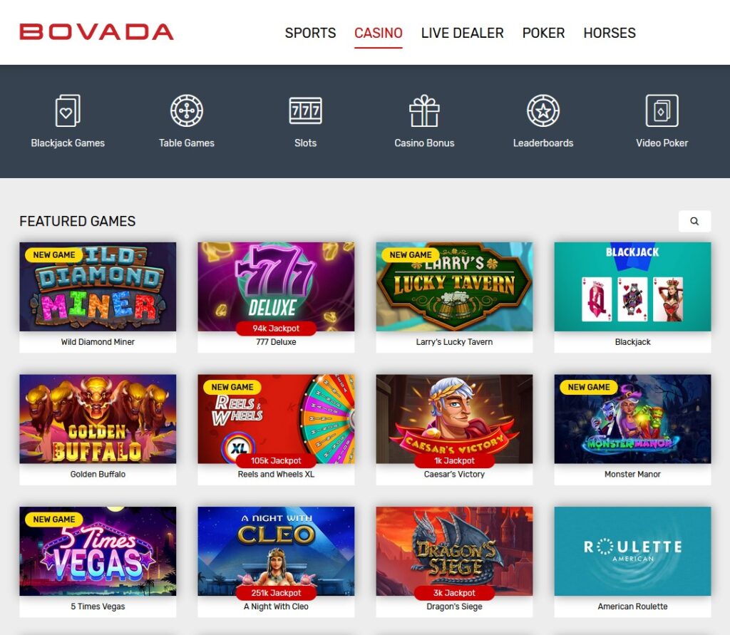 Bovada Casino Games