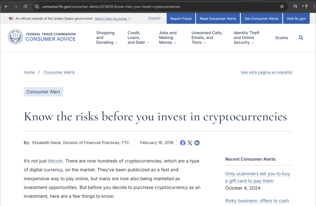 Risks of Crypto Currencies